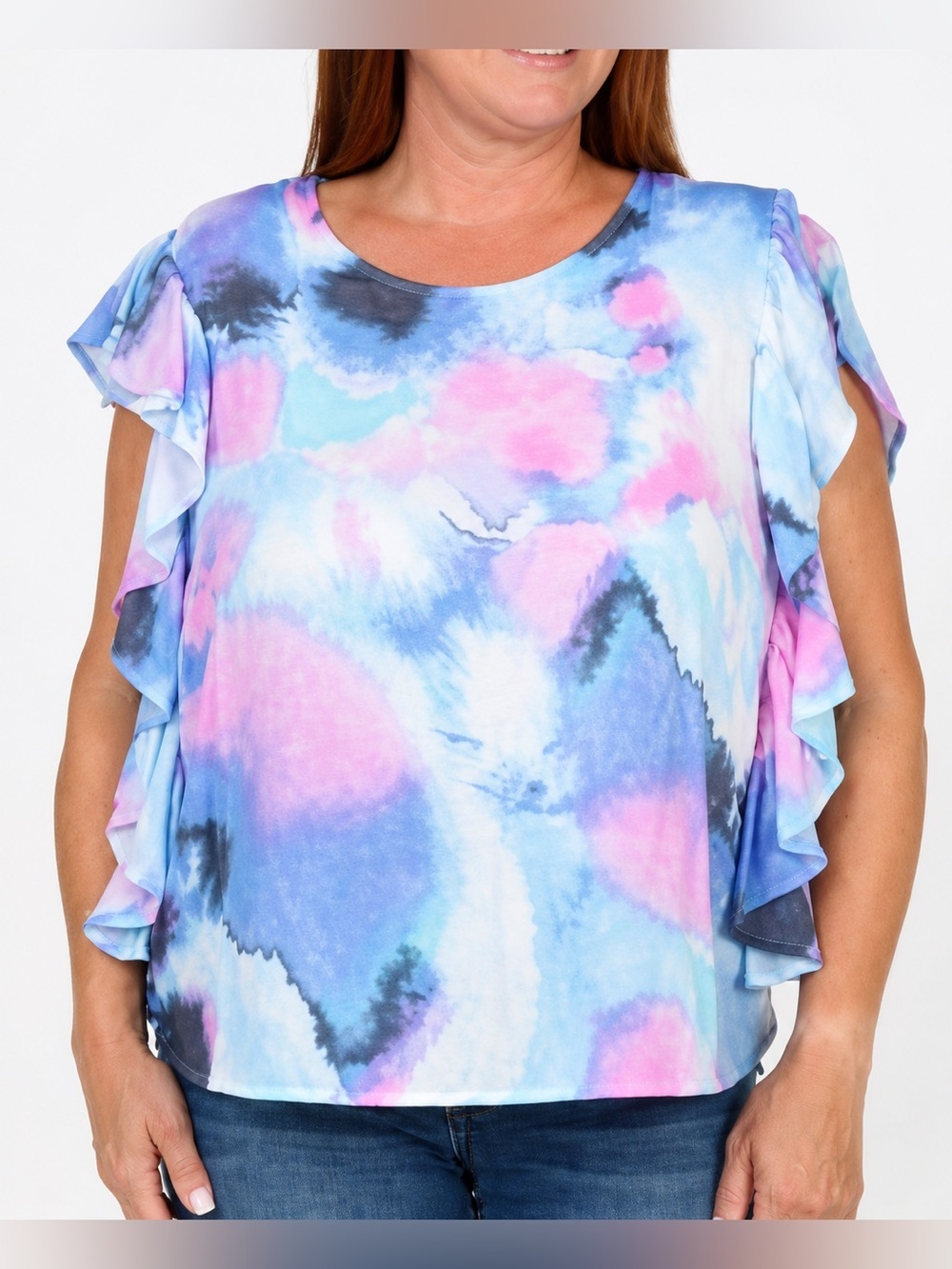Zac & Rachel NWT tie dye ruffle sleeve top, PM
